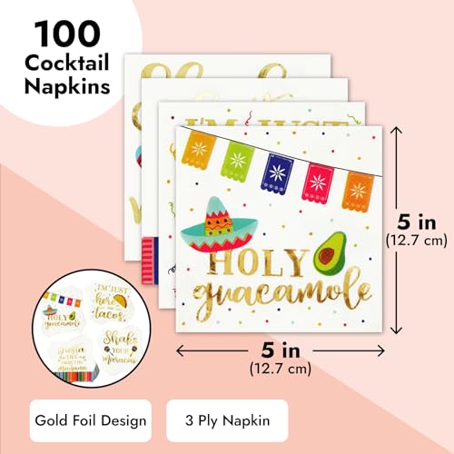 100 Pack Mexican Fiesta Napkins for Cinco de Mayo Party Supplies (100 Pack)
