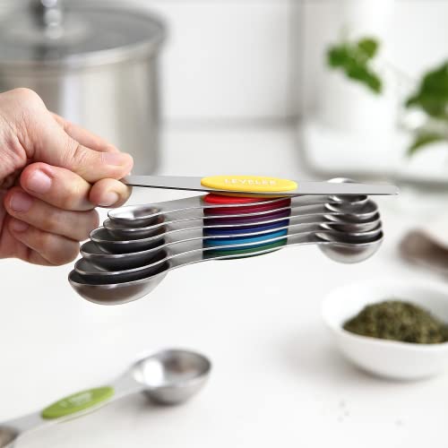Stainless Steel 8 Magnetic Measuring Spoons (Multicolor / 2-Pack)