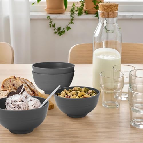 wheat straw small bowls 10oz set of 8 (10 oz / Deep Grey)