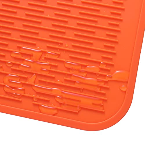Silicone Dish Drying Mat for Multiple Usage (Orange / 28"L x 18"W)