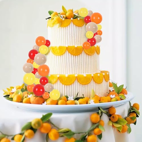 40 Pcs Ball Cake Toppers Mini Balls Cake Decorations Sticks Foam Balls DIY Cake Topper Insert Balls for Fall Autumn Harvest Thanksgiving Birthday Baby Shower Cake Decorations (40 Count)