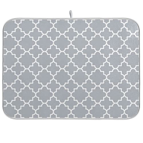 Super Absorbent Dish Drying Mat (Grey Moroccan / 18" x 24")