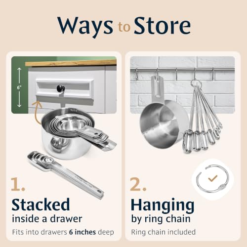 Stainless Steel Measuring Cups and Spoons Set