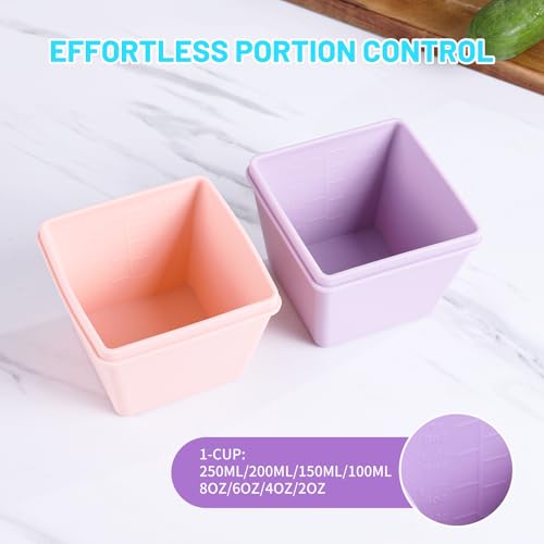 1 Cup Silicone Freezer Molds with Lids & Base for Soup (Pastel Rainbow / 8x 1-Cup)