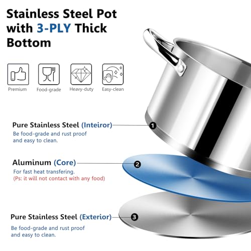 4 Quarts Stock Pot with Lid (4 Quarts)