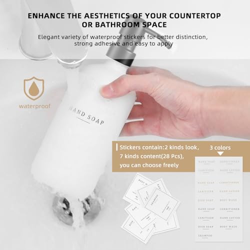 Glass Soap Dispenser (White Bottle/Black Pump + Tray + Funnel)