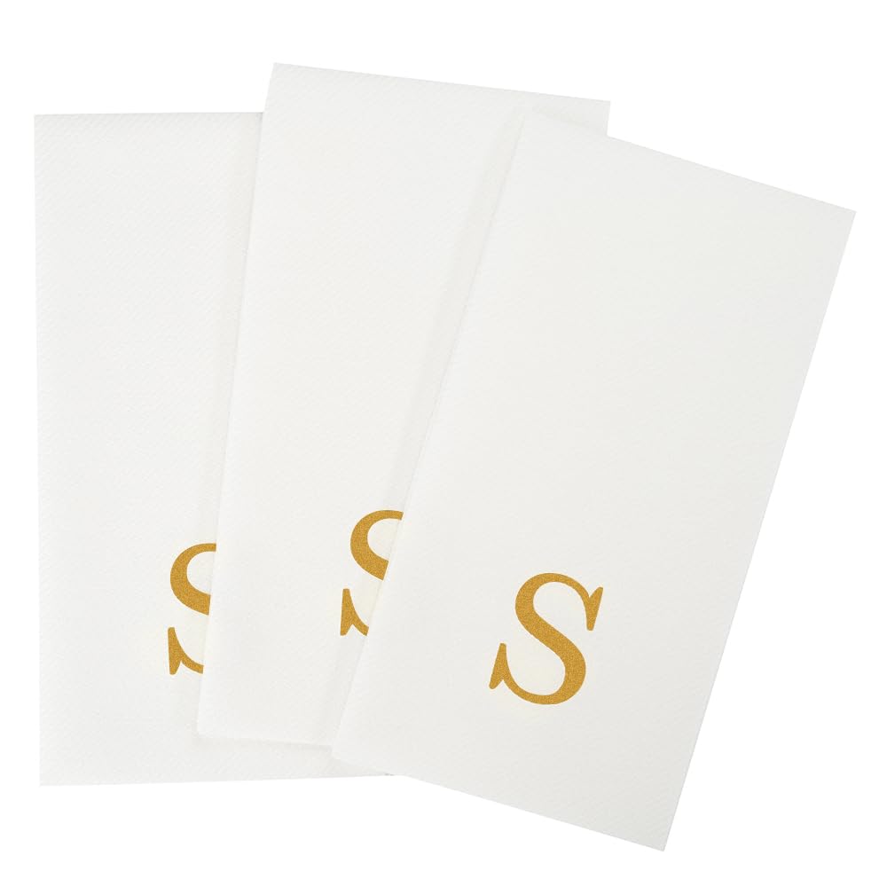 Paper Rectangle Gold Letter S Linen (Gold / 2000 Count / S)