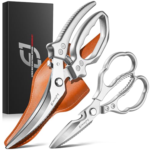 2 Piece Kitchen Scissors Set with Poultry Shears (Sliver)