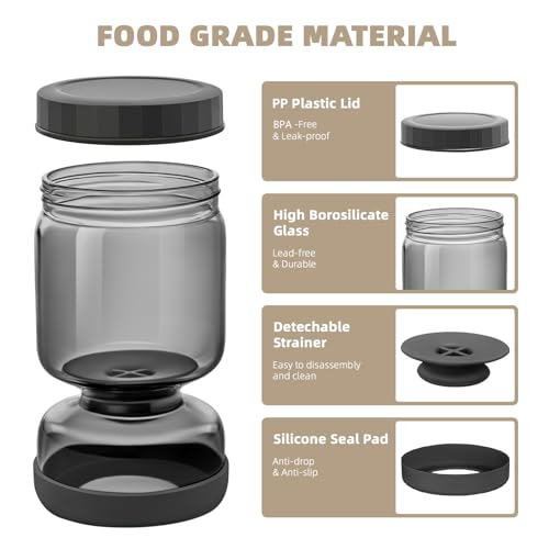 Pickle Jar with Strainer Flip (34oz Grey)