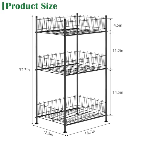 Water Bottle Organizer 3 Tier Water Bottle Holder Storage Rack Metal Drink Beverage Soda Can Organizer Shelf Stand for Floor Pantry Kitchen Classroom Food Storage