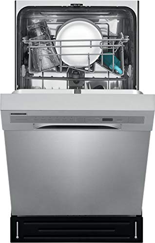 18 in. ADA Compact Front Control Dishwasher in Stainless Steel with Dual Spray Arms (Silver / Dishwasher Only)
