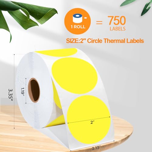 2 Inch Circle Thermal Sticker Labels (Yellow)