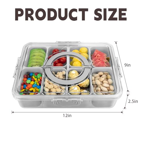 Divided Serving Tray with Lid and Handle (2pcs-serving-tray-grey)