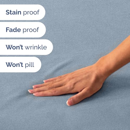 Short Queen Size 4 Piece Bed Sheet Set (39 - Heathered Blue / Short Queen)