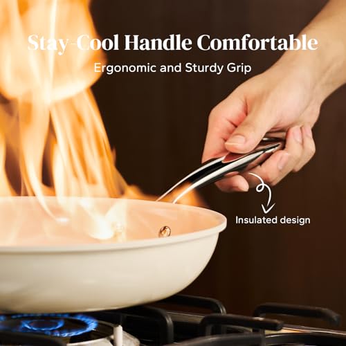 Ceramic Non Stick Egg Pans (Beige White / 8 inch)