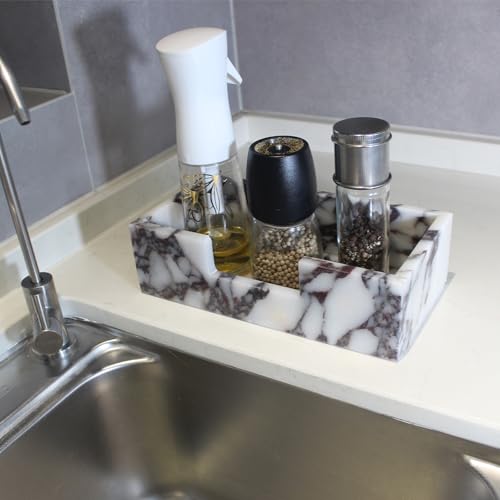 Natural Calacatta Viola Marble Napkin Holder 9.8"x4.9"x2.8" (9.8" × 4.9" × 2.8" - Guest Towel Calacatta)