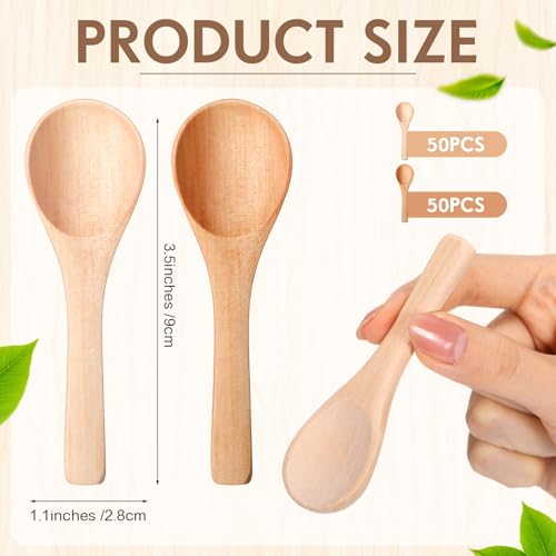 100 Pcs Small Wooden Spoons (Mix Color)