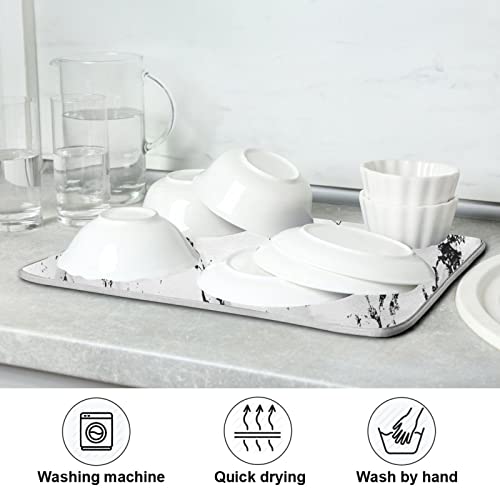 Super Absorbent Dish Drying Mat (White Marble / 16" x 18")
