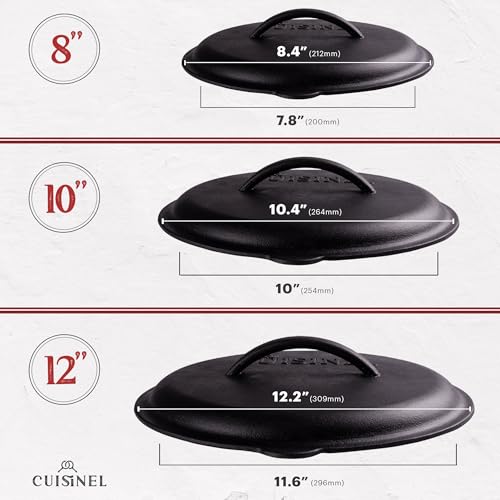 Cast Iron Skillets Set with Lids (8"+10"+12")