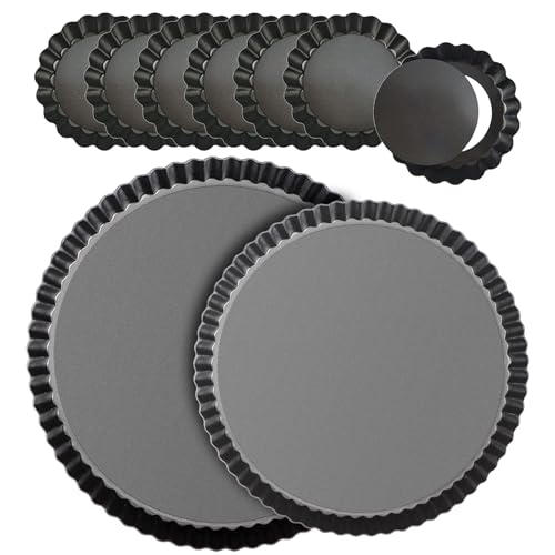 Tart Pan Set 11 & 9 Inch Tart Pans with 6Pcs 4 Inch Mini Pans ((11+9+4)Inch)