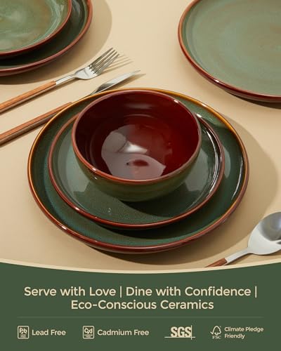 Ceramic Dinnerware Sets for 6 (Sage Green / Set (18pcs))