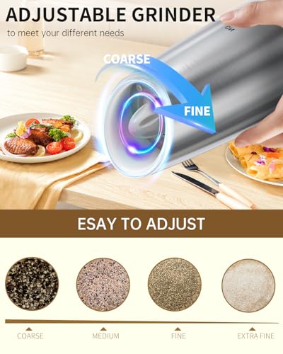 Rechargeable Gravity Electric Salt and Pepper Grinder Set (Rechargeable / Stainless Steel Set)
