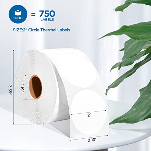 2 Inch Circle Thermal Sticker Labels (White)