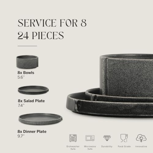 Bao Dinnerware (Charcoal / 24-Piece - Service for 8)