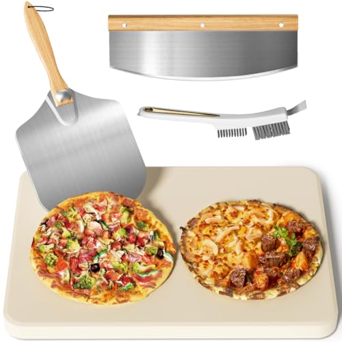 20''Pizza Stone for Oven and Grill with Pizza Peel (20 x 13.5 inch)