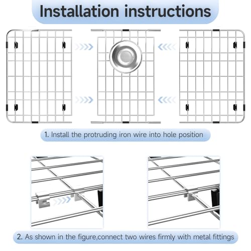 28-7/8" x 14-3/8" Stainless Steel Sink Protector, Sink Grate for Bottom (28-7/8''x14-3/8''/Rear Drain)