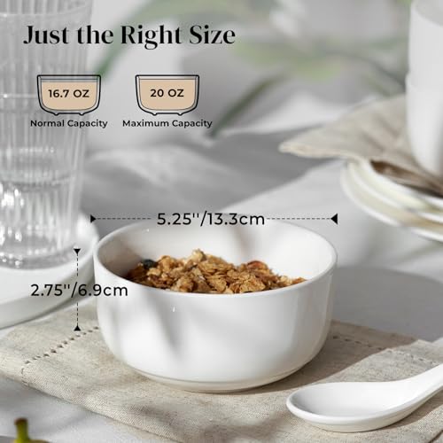 White Ceramic Bowls Set of 6 (22 oz)