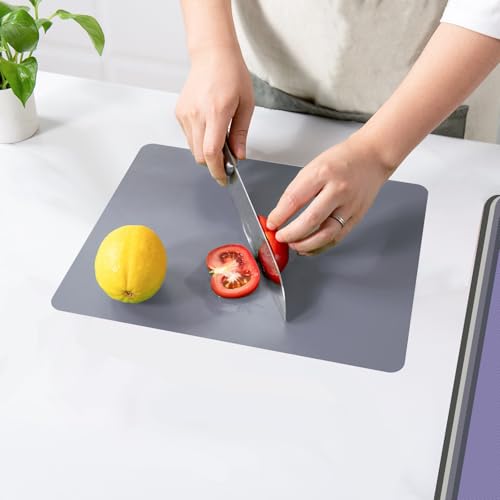Small Flexible Plastic Cutting Boards for Kitchen Set of 3 (Multi Grey - Small - 3)