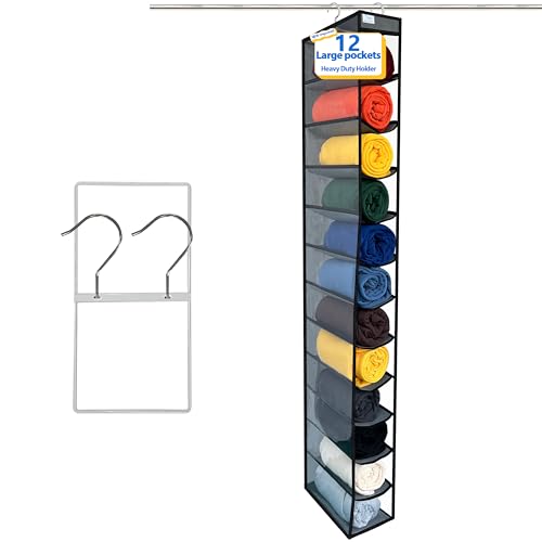 Closet Organization (Grey/Black / New improved-12 Pocket)