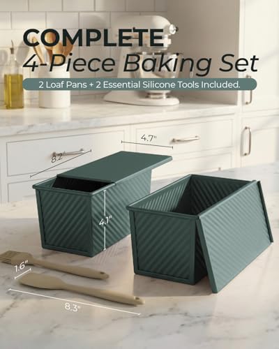 2 Pack 1 LB Pullman Loaf Pan with Lid (Sage Green / 2*1LB)