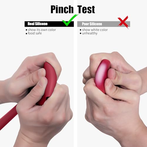 600°F Heat Resistant Silicone Spatula Spoonula (Flat & Spoon Spatulas / Black+Red)
