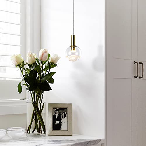 Lighting Sienna VAP2181BRS 5" Integrated LED ETL Certified Height Adjustable Pendant Light with Globe Shade
