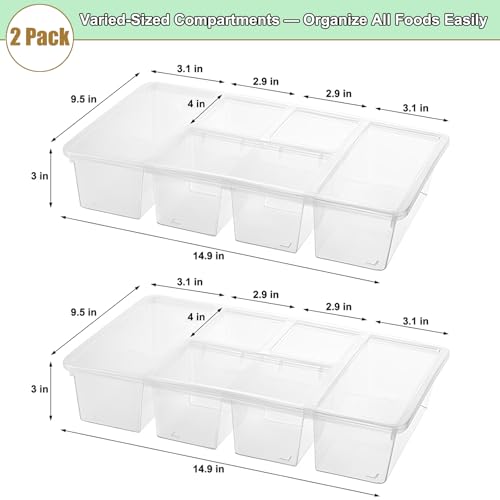 2 Pack Divided Veggie Tray with Lid