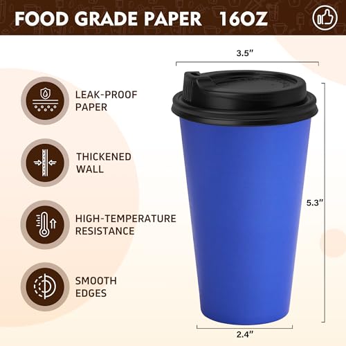 16 oz Coffee Cups with Lids (Blue / 16 oz)