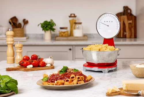 Retro Style Analog & Digital Kitchen Scale (Red)