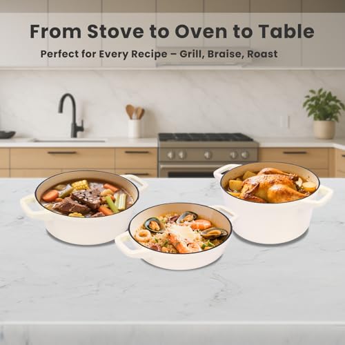 Enameled Cast Iron Set 5 (White B)