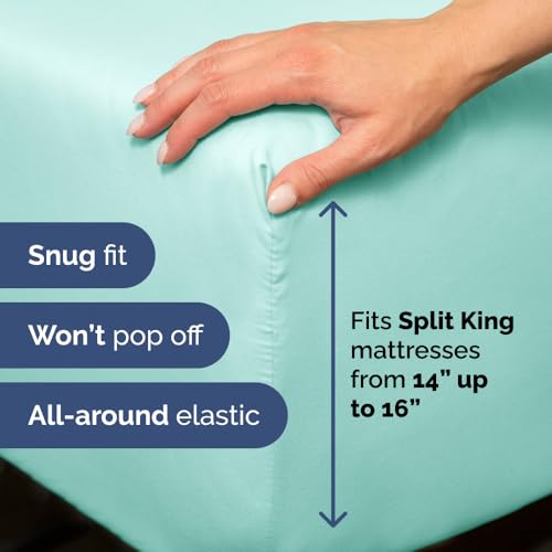 Flex Top Split Head King 4 Piece Sheet Set (22 - Spa Blue / Split Head/Flex Top)