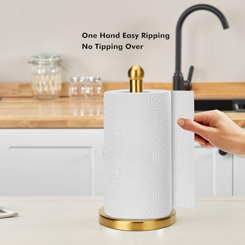 Paper Towel Holder Stand with Sturdy Base Fits Standard and Jumbo Sized Paper Towel