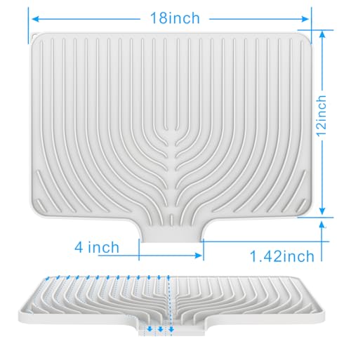 Dish drying mats for kitchen counter (18"×12" / White)