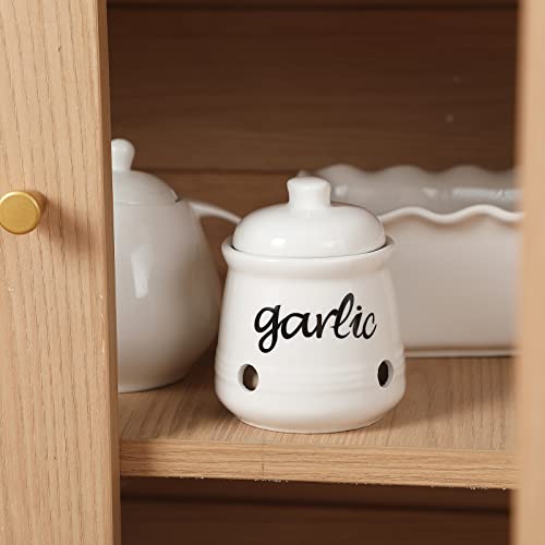 Garlic Keeper with Lid (White)