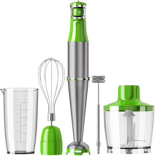 Immersion Blender Handheld Corded Hand Blenders Set 1100W (Apple Green / 5 in 1)