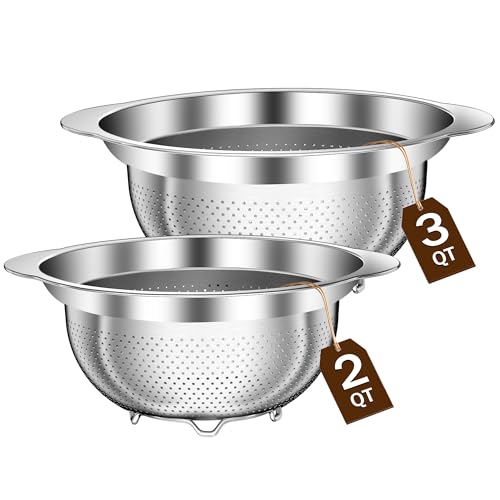 Stainless Steel Strainers for Kitchen (2+3QT)