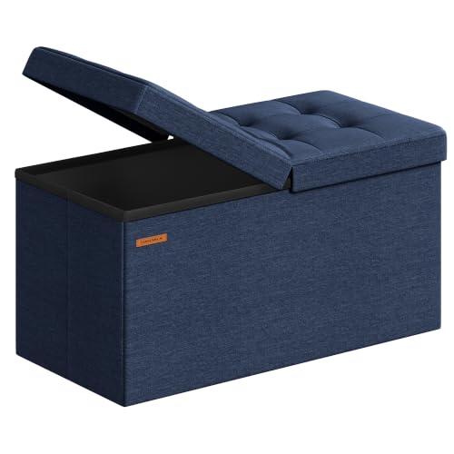 30 Inches Storage Ottoman (Midnight Blue / 15"D x 30"W x 15"H (with Flipping Lid))