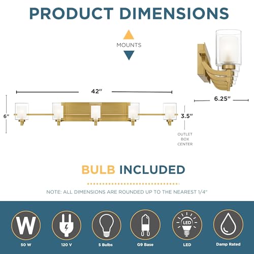 Kolt 42" LED Vanity Light (5-Light / Brushed Gold)