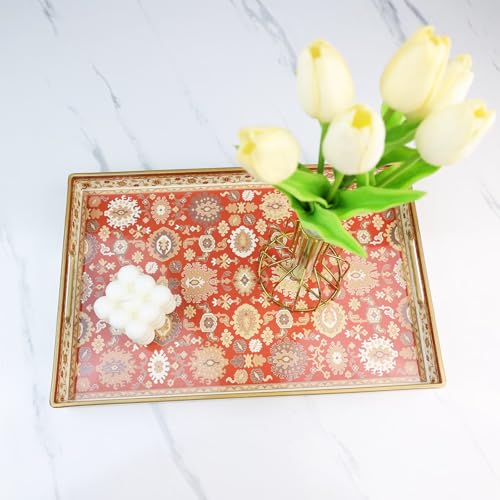Serving Tray Plastic Rectangular Coffee Table Tray with Handles (Hs004r)