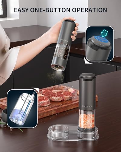 Rechargeable Electric Salt and Pepper Grinder Set with Base (Rechargeable Aluminum Set with Base)